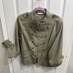 DKNY Jeans Camo Green Military-Style Button Front Jacket Size XL